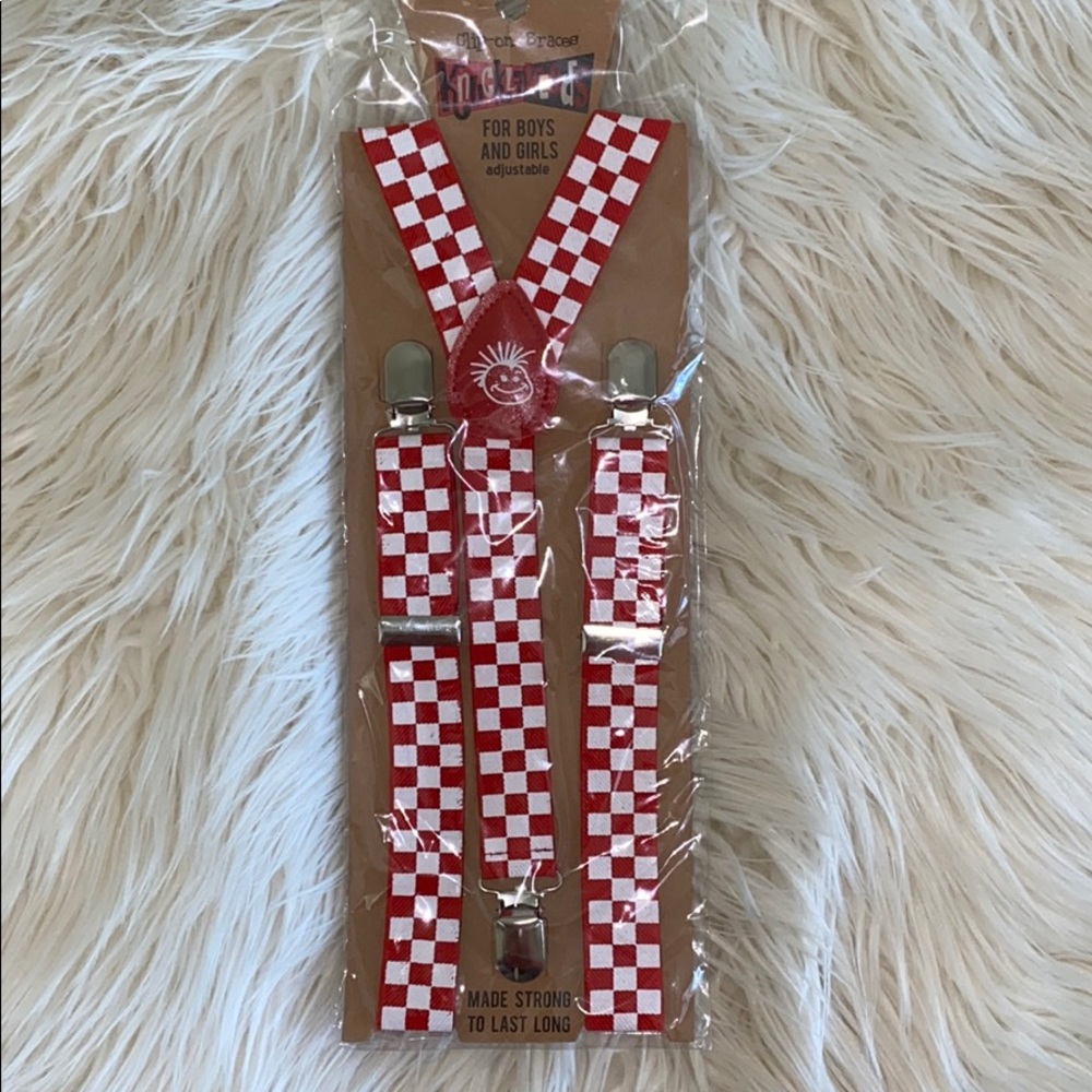 🔥 3/$15 🔥  Red and White Checked Suspenders